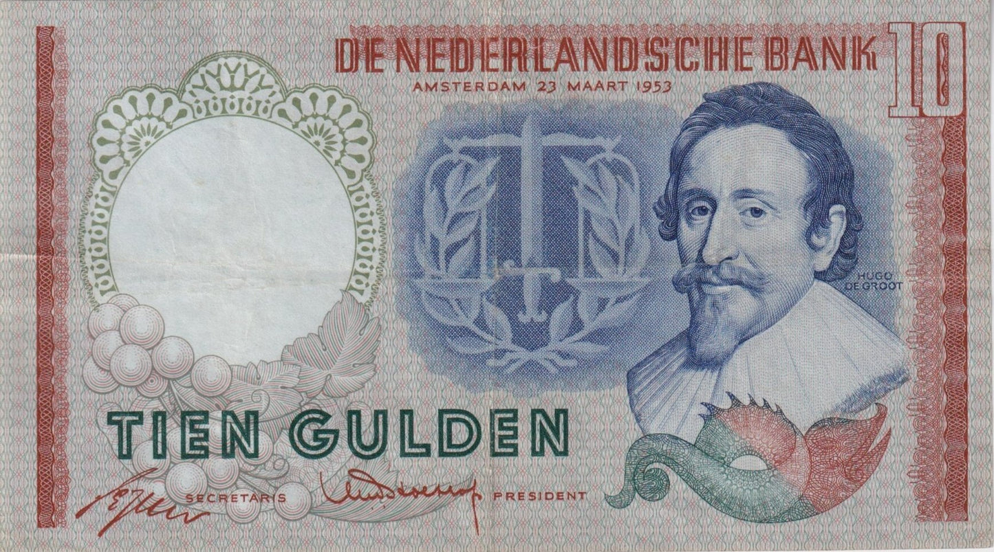 10 Gld. 1953 Hugo de Groot, zfr. 48.1.b