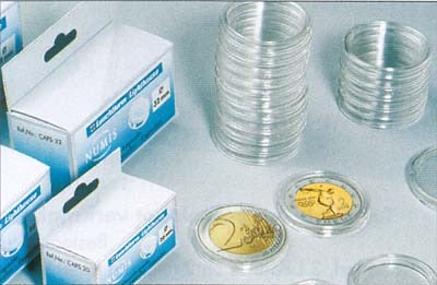 Muntcapsules 26 mm voor 2 EURO stuk, per 10 stuks