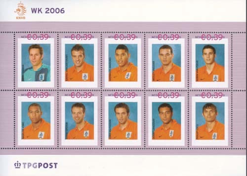 2006 Persoonlijke Postzegel WK, met o.a. v.d.Vaart