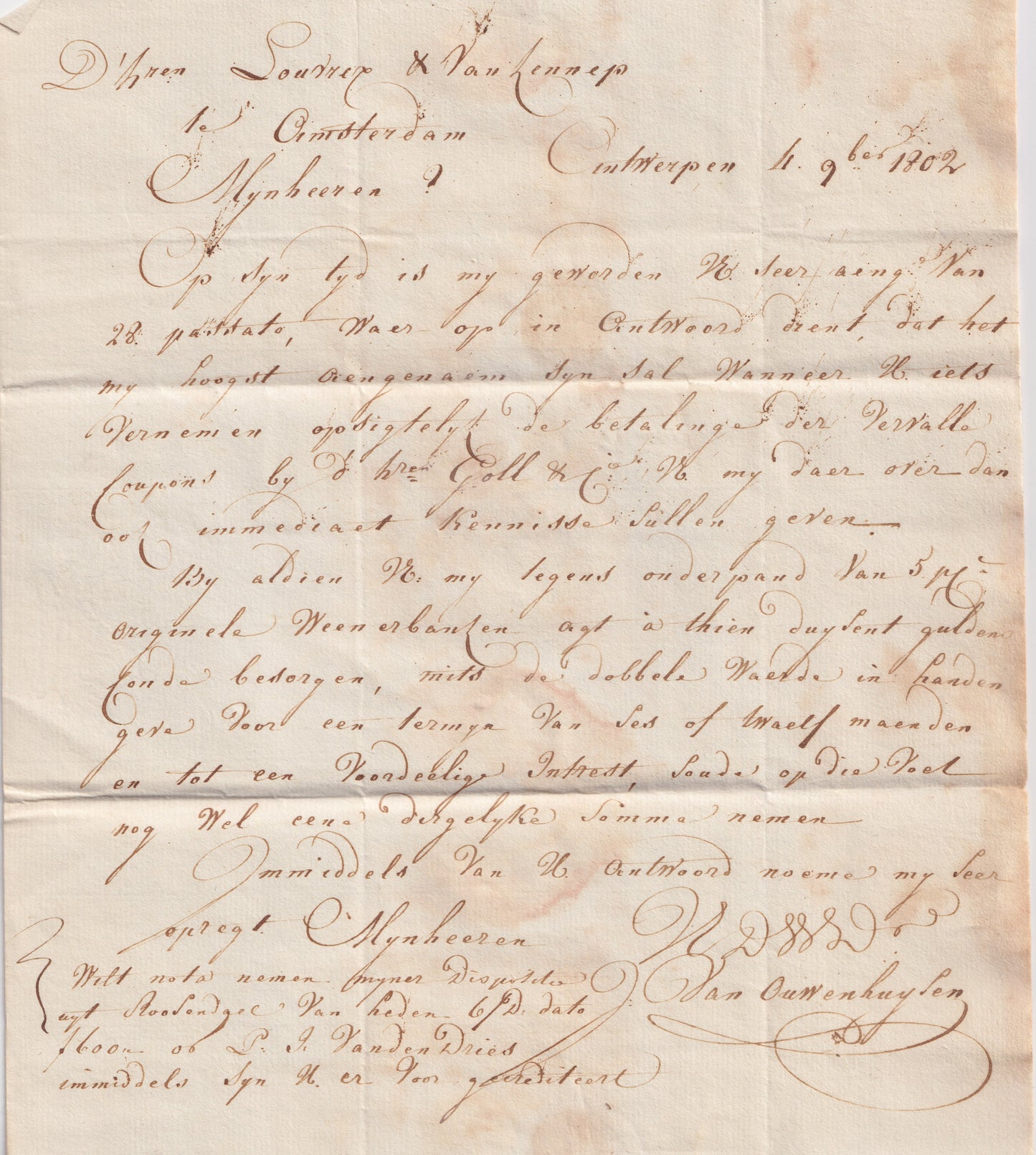 1802 Brief van Antwerpen naar Amsterdam
