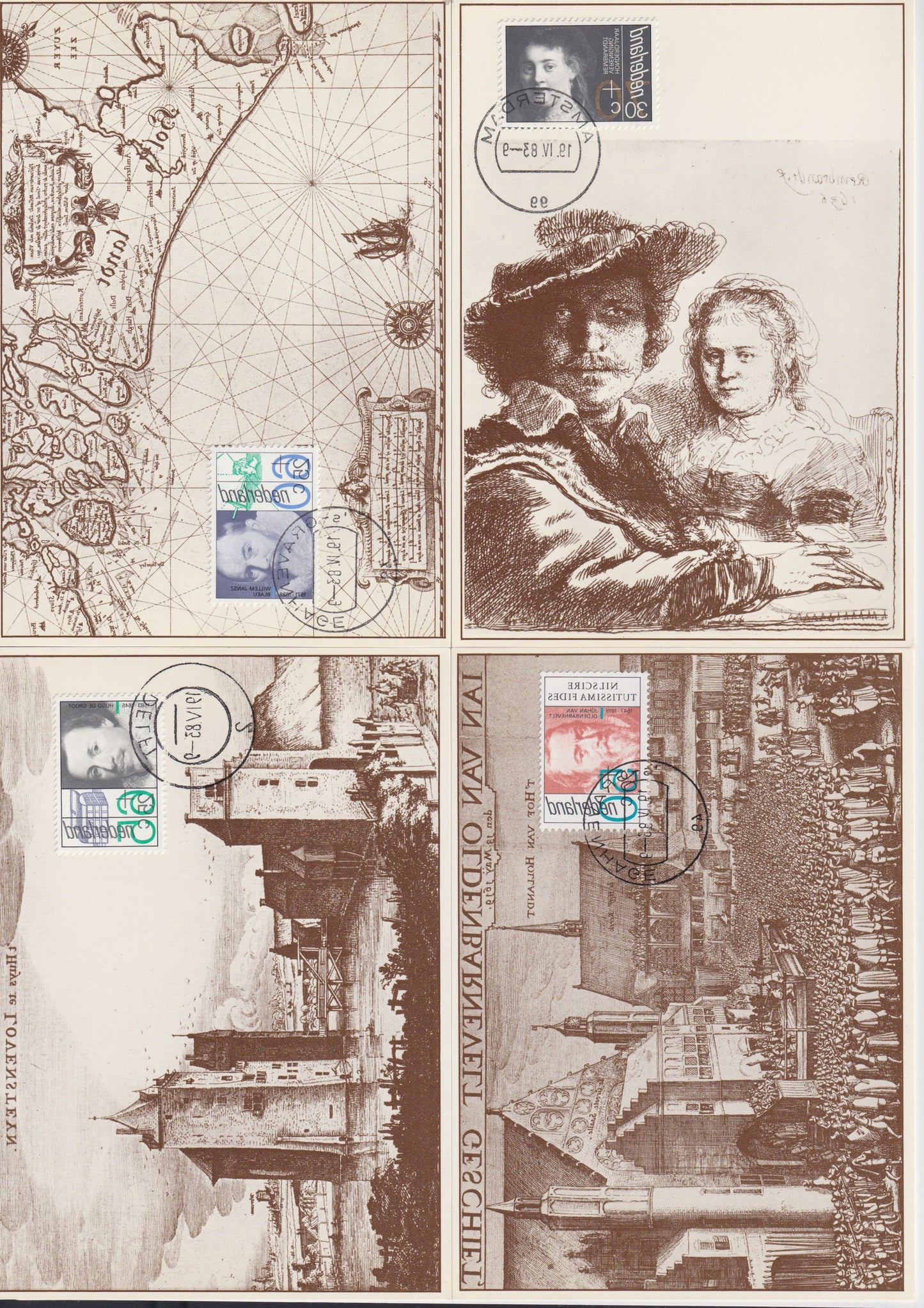 1983 Zomerzegels, 4 kaarten