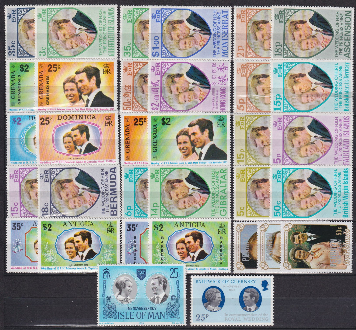 1973 Omnibus serie huwelijk Prinses Ann met Mark Philips, 35 landen Postfris