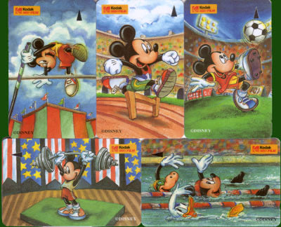 Singapore, Mickey Mouse olympics, Kodak, 5 kaarten ongebr.