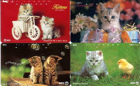 Katten, 4 verschillende Japan gebr.
