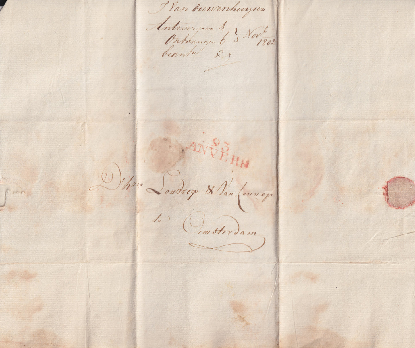 1802 Brief van Antwerpen naar Amsterdam