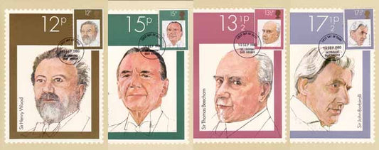 Engeland 1980, 4 kaarten beroemde leiders