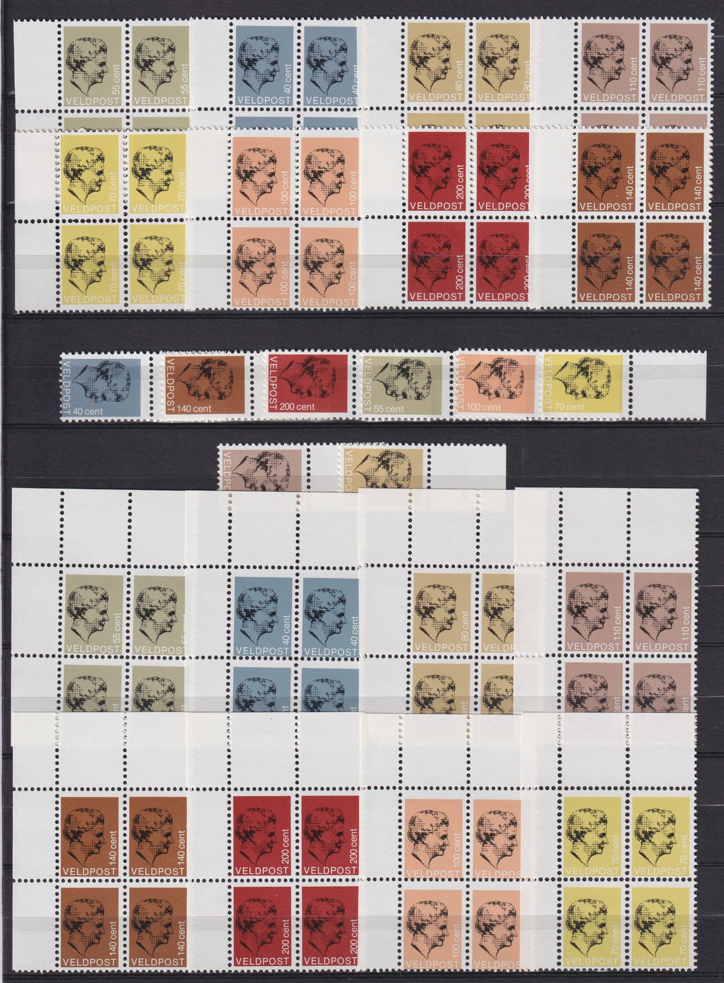 Veldpost zegels, 8 waarden 40 cent tot 200 cent postfris in blokken van 4 !!