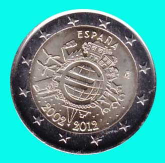 Euro 10 jaar, Spanje unc 2012 - Click Image to Close