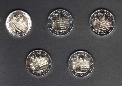 Duitsland 2010 unc, Bremen, set van 5 munten - Klik op de afbeelding om het venster te sluiten