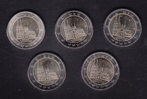 Duitsland 2011 UNC cpl, 5 munten - Click Image to Close