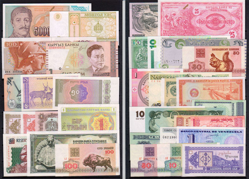 Wereld, 34 verschillende bankbiljetten unc. - Klik op de afbeelding om het venster te sluiten