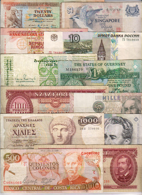Bankbiljetten wereld, gebruikt, 12 stuks - Klik op de afbeelding om het venster te sluiten
