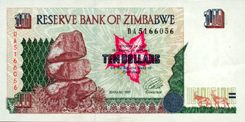 Zimbabwe, 10 dollar 1997, uncirculated - Klik op de afbeelding om het venster te sluiten