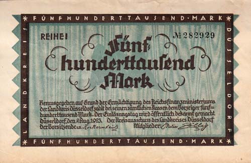 1923, 500.000 Mark Dusseldorf - Click Image to Close