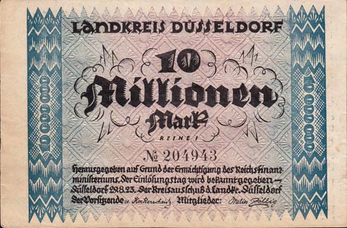1923, 10 Miljoen Mark Dusseldorf - Klik op de afbeelding om het venster te sluiten