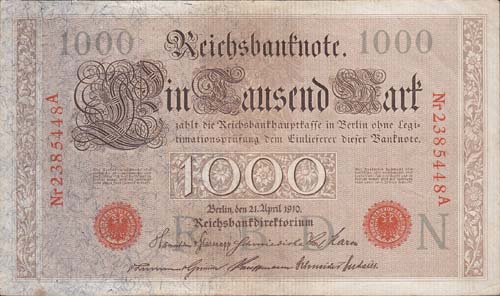 1910, 1000 Reichsmark Berlijn - Klik op de afbeelding om het venster te sluiten