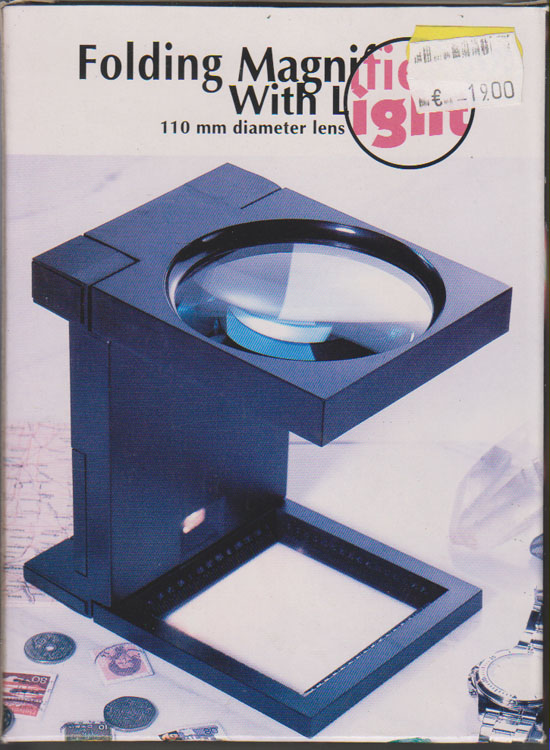 Reuze dradenteller met licht, lens 110mm, glas lens. 2,5x vergr. - Klik op de afbeelding om het venster te sluiten