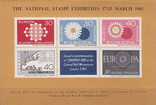1961 Finland, Exhibition sheet Stampex 1961 - Click Image to Close