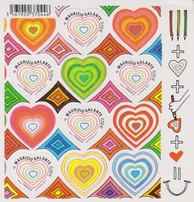 2011 Velletje Valentijnsdag met 5 zegels, mint - Click Image to Close
