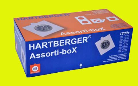 Hartberger Assortibox, 1200 munthouders selfadhesif - Click Image to Close