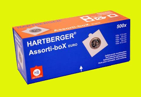 Hartberger Assortibox, 500 munthouders selfadhesif - Click Image to Close