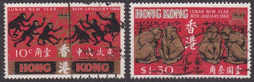 1968 Chinees Nieuwjaar, aap - Klik op de afbeelding om het venster te sluiten