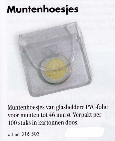 Munthoesjes PVC per 100 st. voor munten tot 46mm. - Klik op de afbeelding om het venster te sluiten