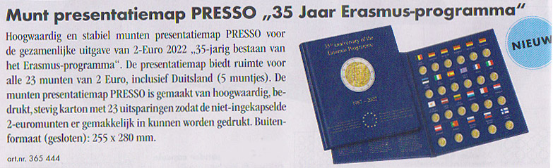 Verzamelmap voor 2 Euro munten, 35 jaar Erasmus programma - Klik op de afbeelding om het venster te sluiten