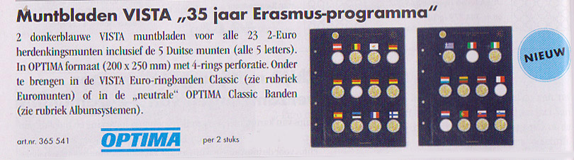 Leuchtturm set van 2 bladen voor 2 EURO munten 35 jr.Erasmus - Klik op de afbeelding om het venster te sluiten