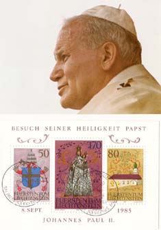 Liechtenstein MK56, Visit of Pope Paulus II - Click Image to Close