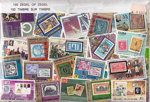 100 different Stamp on stamp - Click Image to Close
