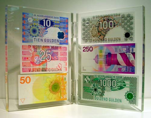 Ned.Bank set UNC. Banknotes sealed in acryl. - Click Image to Close