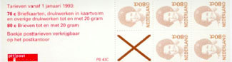 1993 Postzegelboekje no.43c - Click Image to Close