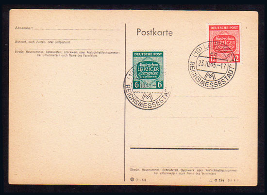 Postkarte Leipzig 1923, REICHSMESSESTADT - Klik op de afbeelding om het venster te sluiten