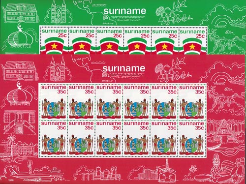 Suriname onafh. vel no. 19 en 20 postfris - Klik op de afbeelding om het venster te sluiten