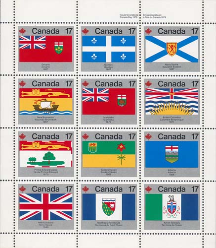 Canada 1979, velletjes provincievlaggen pfr. - Klik op de afbeelding om het venster te sluiten