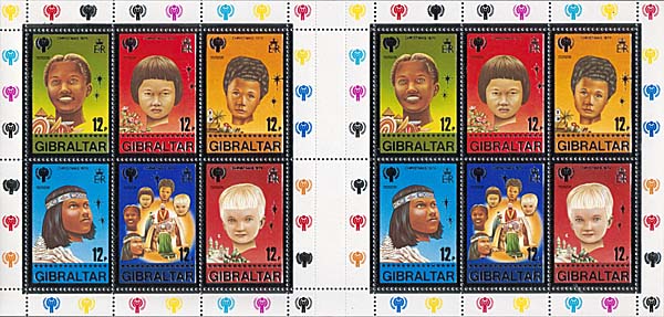 Gibraltar 1979, Year of the Child, 12 stamps in MS, mint - Click Image to Close