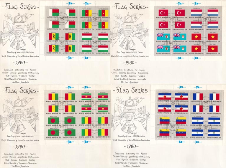 UNO New York 1980 flagsheets on FDC - Click Image to Close
