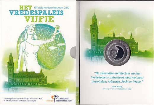 2013 Vredespaleis vijfje, Proof, zilver - Click Image to Close