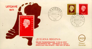 1971 Juliana Regina, 0,70 en 0,80 gulden - Klik op de afbeelding om het venster te sluiten