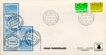 1981 Nieuwe frankeerwaarde, cijfer, 0,55 en 0,60 gulden - Klik op de afbeelding om het venster te sluiten
