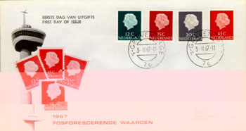 1967 Fosforescerende waarden, 12,15,20 en 45 cent - Click Image to Close