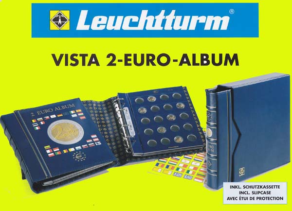 Leuchtturm Luxe album voor 2 EURO munten in cass. - Klik op de afbeelding om het venster te sluiten