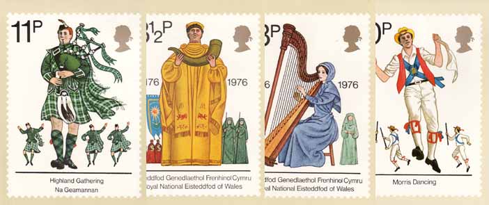 England 1976, 4 cards Cultural traditions - Click Image to Close