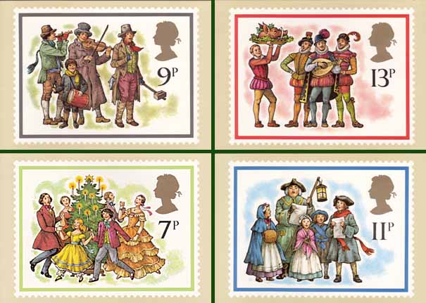 Engeland 1978, 4 kaarten Kerstmis - Klik op de afbeelding om het venster te sluiten