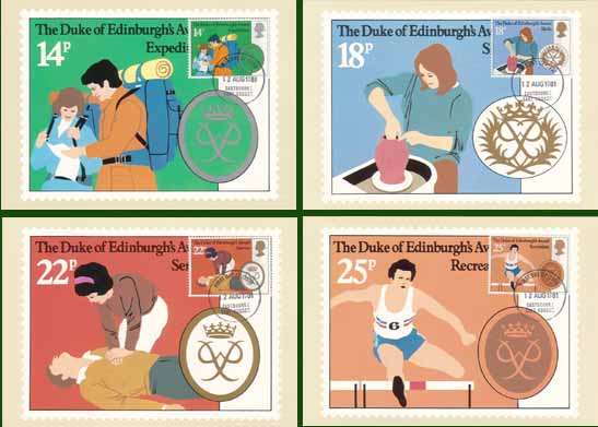 Engeland 1981, 4 kaarten Duke of Edinburgh prijs - Klik op de afbeelding om het venster te sluiten