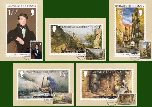 Guernsey 1980, paintings 5 cards - Click Image to Close