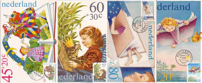 1980 Kinderzegels, 4 kaarten - Klik op de afbeelding om het venster te sluiten