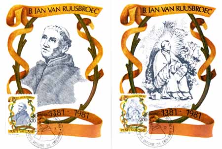 Vaticaan 1981, 2 kaarten Jan v. Ruusbroec - Klik op de afbeelding om het venster te sluiten
