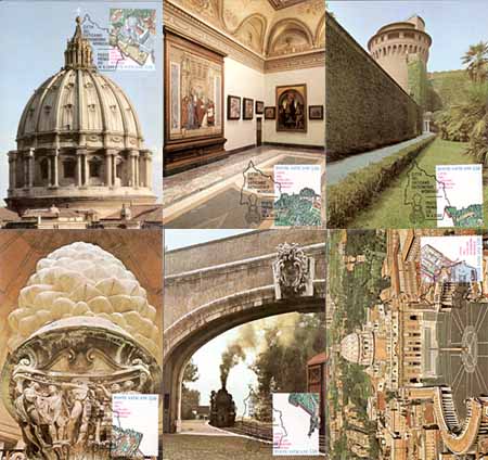 Vaticaan 1986, 6 kaarten vaticaanstad - Klik op de afbeelding om het venster te sluiten